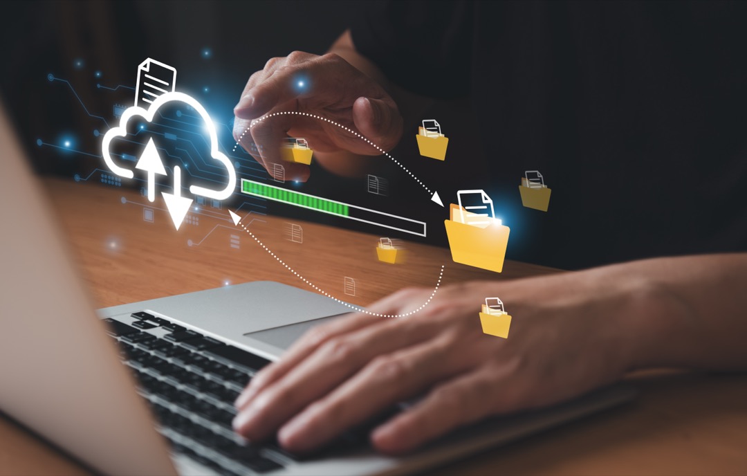 Business person migrate data and corporate information into cloud technology for data security and back up as disaster recovery site and prevent for cyber crime. Data inventory for enterprise